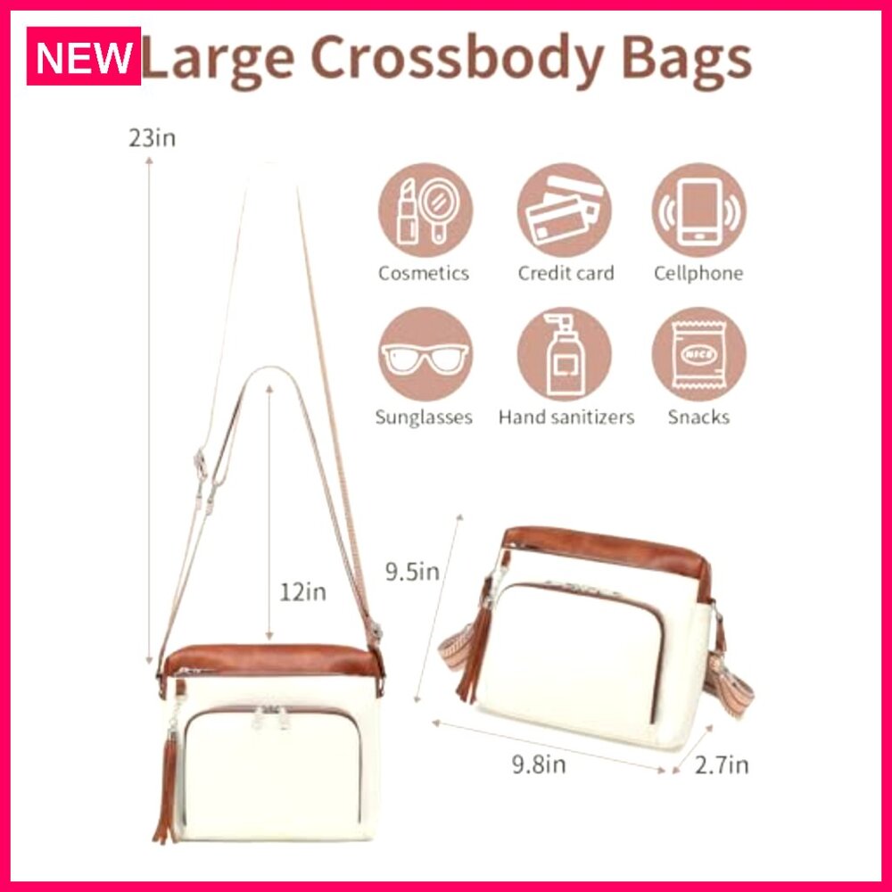 Medium Vegan Leather Crossbody Bag with RFID Pockets & Built-in Wallet - Picture 4 of 8